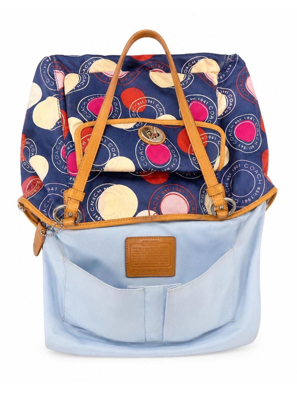 Coach Polka Dot Leah Tote Shoulder Bag Blue Multicolor F14667 - Picture 10 of 10